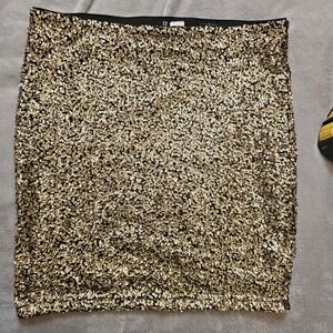 Sequin Women's Skirt Gold Mini Skirt Lined Size M  Holiday NYE
